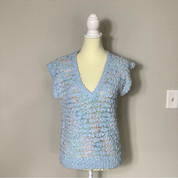 Vintage Emily's Closet Handmade Chunky Pastel Knit Lightweight Sweater Vest LRG - Picture 14 of 16